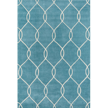 Bliss Hand-Tufted and Hard-Carved Polyster Rug, Teal, 2'x3'