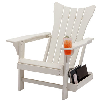 Modern Plastic Weather-Resistant Adirondack Chairs, White