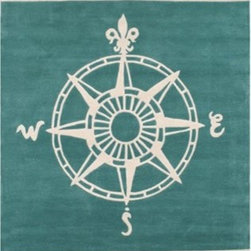 Classic Compass Rug, Teal - Rugs