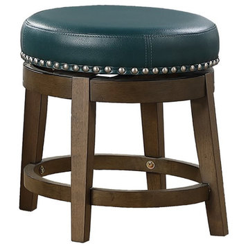 Lexicon Westby 18" Faux Leather Round Swivel Dining Stool in Green (Set of 2)