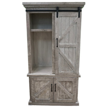 Barn Style Kitchen Pantry with Sliding Door, European Ivory