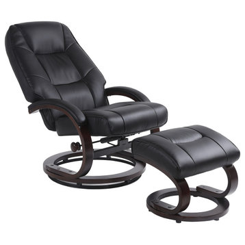 Sundsvall Recliner and Ottoman in Black Air Leather