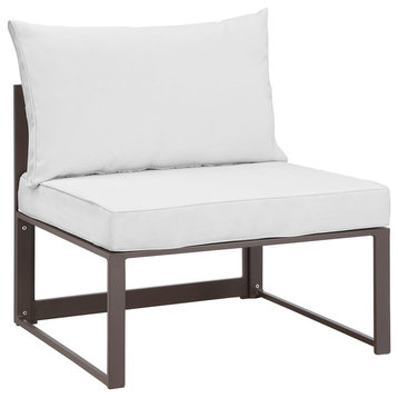 Fortuna Armless Outdoor Aluminum Sectional Sofa, Brown White