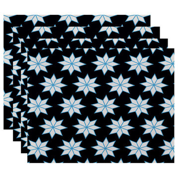Decorative Holiday Placemat, Set of 4 Geometric, Navy Blue