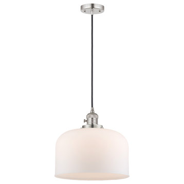 Bell Mini Pendant With Switch, Polished Nickel, Matte White