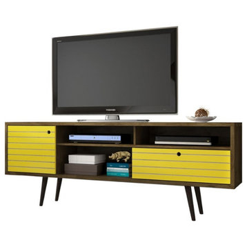Manhattan Comfort Liberty Wood TV Stand for TVs up to 65" in Brown/Yellow