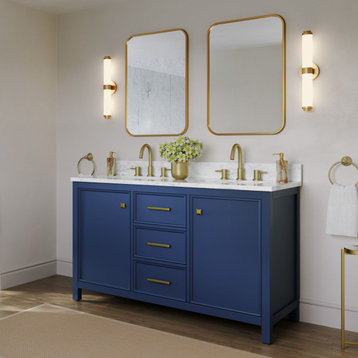 The Woodruff Bathroom Vanity, Blue, 54", Double Sink, Freestanding