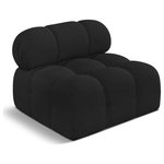 Meridian Furniture - Ames Boucle Fabric Modular Chair, Black, Armless Chair - Introduce a touch of modern sophistication to your living area with the exquisite Ames Boucle Fabric Armless Chair. With plush black boucle fabric and unique design, it will elevate the visual appeal of your living space. This elegant and captivating armless chair an be mixed and matched with other pieces from the collection to create an endless array of stunning looks. So, get ready to transform your living area into an inviting and stylish haven with the Ames Boucle Fabric Armless chair.