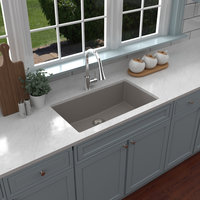 Karran QU-812 Undermount 32.5" Large Single Bowl Quartz Sink Kit, Concrete
