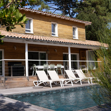 Terrasse avec piscine - Maison en bois Cap Ferret