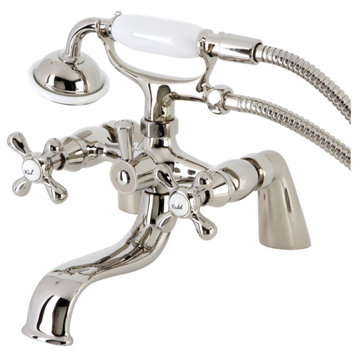 KS227PN Deck Mount Clawfoot Tub Faucet With Hand Shower, Polished Nickel
