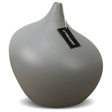 Dame Ceramic Vases, Light Gray, 8.6"