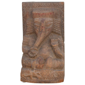 Antique Carved Wood Tribal Ganesha