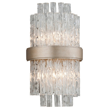Corbett Lighting 204-12 Chime 2 Light Wall Sconce - Silver Leaf with Polished