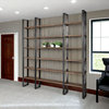 90" Brown Solid Wood and Iron Six Tier Bookcase