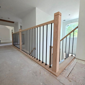 Contemporary Wood + Metal Indoor Railing