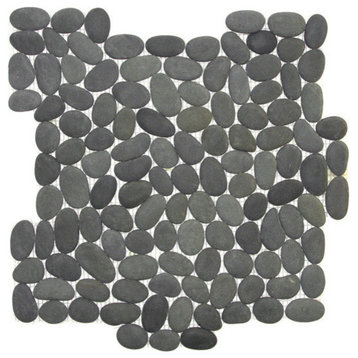 Tahitian Black 12x12 Interlocking Matte Pebbles Tile, 10 Sq. ft., 12"x12"