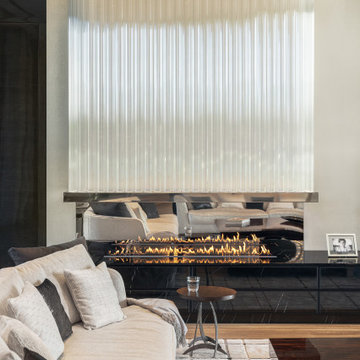 Bioethanol Fireplace at Private, luxury residence in Poland by Vis a Vis Studio