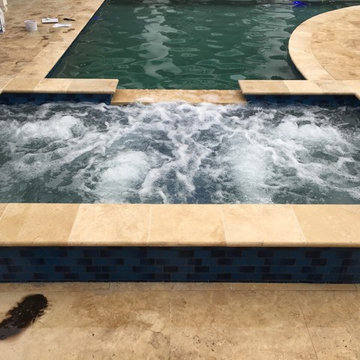 New Pool, Spa & 24X24 Ivory Travertine decking