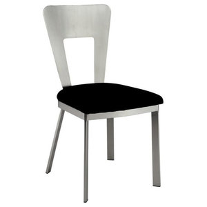 Set of 2 Bowery Hill Modern Stainless Steel Dining Chair in Silver 