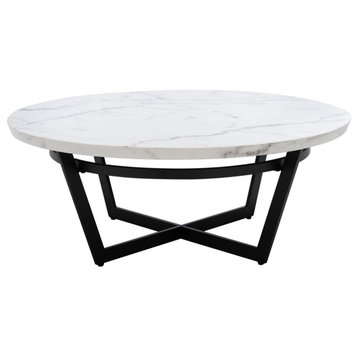 Cisco Round Coffee Table White Marble/ Black