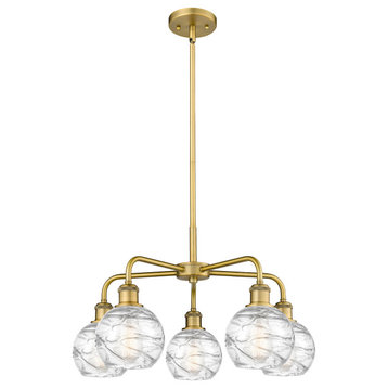 Athens Deco Swirl 5 23.875" Chandelier Brushed Brass