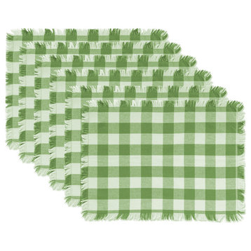 Green Heavyweight Check Fringed Placemat, Set of 6