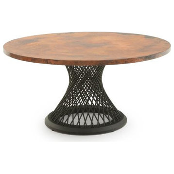 Modern Twisted Spoke Copper Dining Table- Copper Top, Copper, 54x54x31