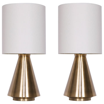 Metal, Set of 2, 24"H, Cone Table Lamps, Antiq Brss