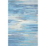 Company C - Skye Rug, 8'6x12'6 Blue - See beyond the horizon. Reminiscent of the serenity found in the striations of clouds drifting across the sky, this contemporary design wows. The abstract design offers texture with high to low tufting for a plush feel underfoot. 100% wool, hand-tufted, cut and loop pile. Colors; Natural and Blue.