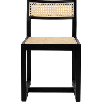 Bernice Cane Dining Chair Black, Natural