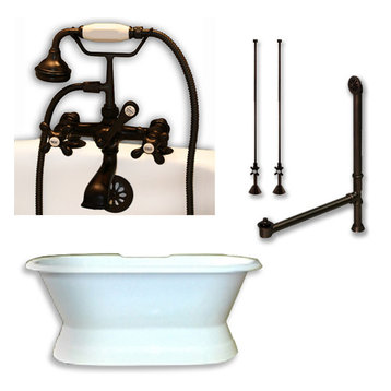 Cast Iron Double Ended Slipper Tub, Oil Rubbed Bronze Plumbing Package, 71"x30"