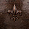 16" Round Copper Bar Sink With Fleur De Lis and 2" Drain Opening