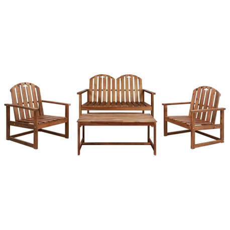 vidaXL Patio Furniture Set 4 Piece Bench Seat and Table Solid Acacia Wood