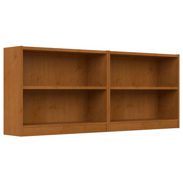 Bush Furniture Universal Small 2 Shelf Bookcase - Set of 2, Natural Cherry