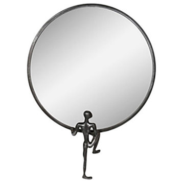 Metal, 24", Mirror With Man Deco, Gold
