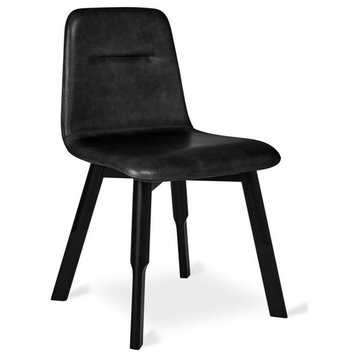 Bracket Dining Chair,Saddle Black Leather