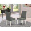 East West Furniture Driscol 39" Fabric Dining Chairs in White/Gray (Set of 2)