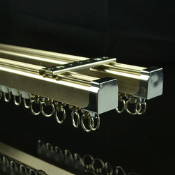 CHR7822 Rose Gold Ceiling Mounted Double Curtain Tracks and Rails - Window Treatment Accessories