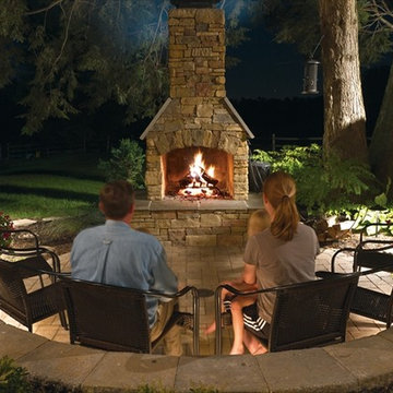 Outdoor Fireplace w/ EP Henry Cast Veneer Stone