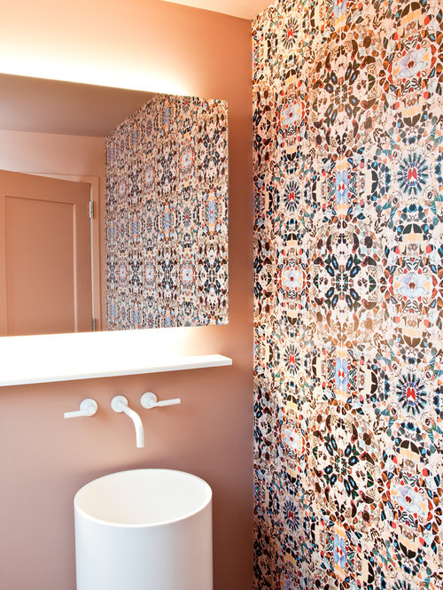 Tile Behind Pedestal Sink Houzz