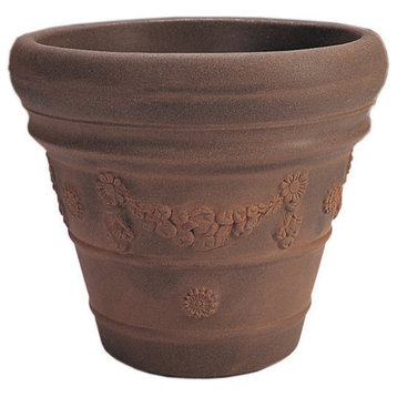 Festonada Traditional Round Garden Pot - 16'' (Rust)