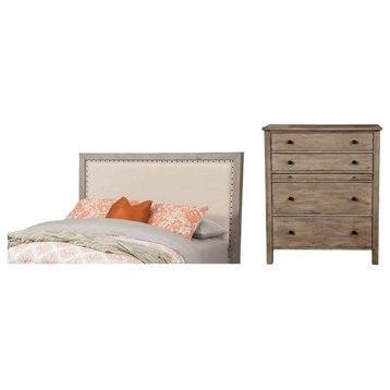 Home Square 2-Piece Set with Classic California King Headboard & 4 Drawer Chest