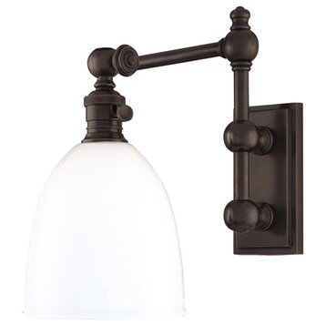 Roslyn 1 Light Wall Sconce, Old Bronze With Opal Glossy Glass Shade