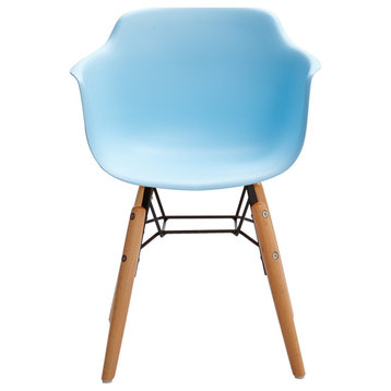Midcentury Polypropylene Kids Side Chair, Set of 4, Blue
