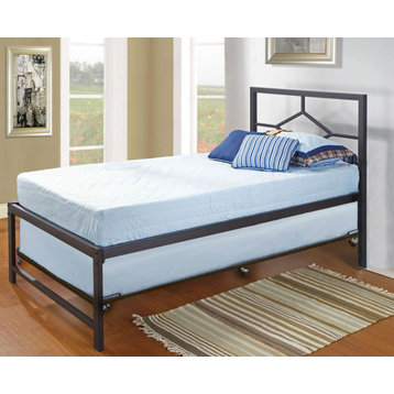 39" Twin Size Day Bed Frame With Roll, Out Trundle