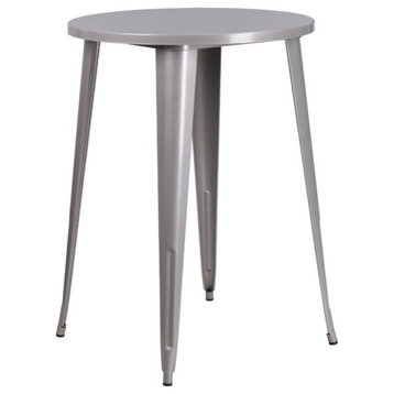 Flash Commercial Grade 30" Round Silver Metal Bar Table