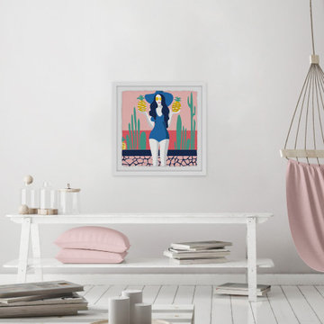 "Holding Pineapples" Framed Painting Print