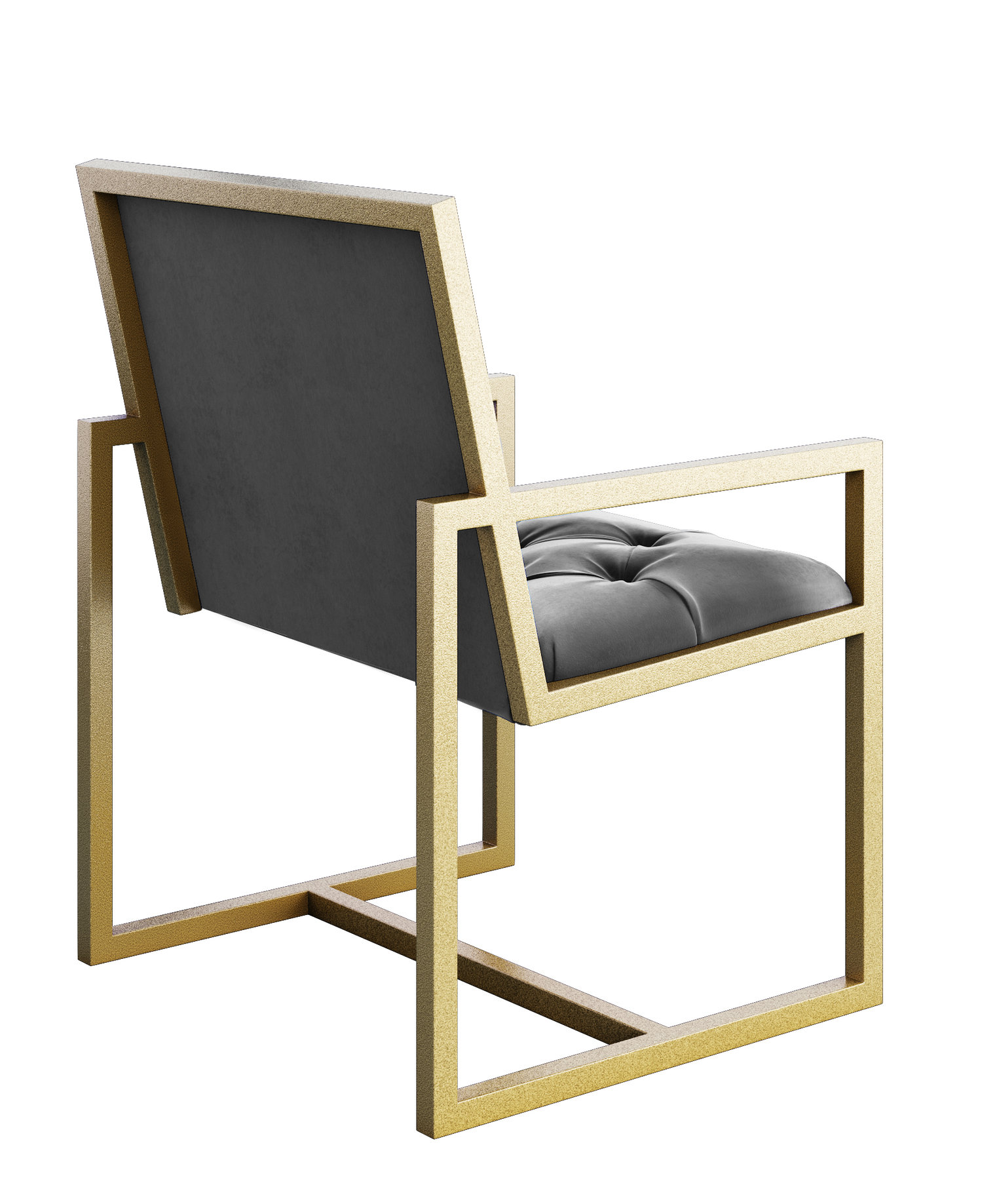 Cole Modern Gold Metal Contemporary Chair, Gray Velvet Seat