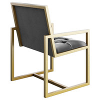 Cole Modern Gold Metal Contemporary Chair, Gray Velvet Seat